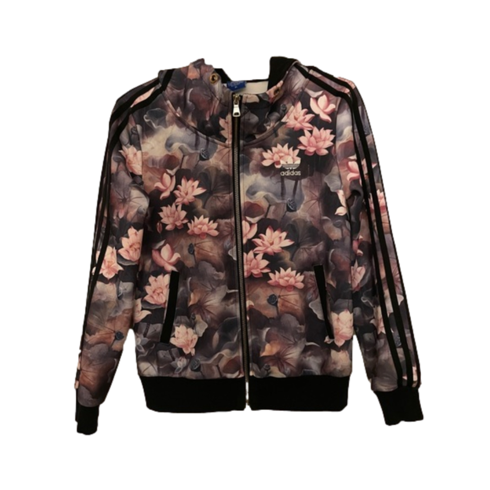 29. Adidas Floral zip up hooded jacket